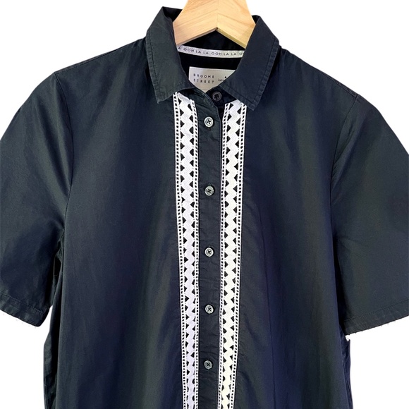 Kate Spade Broome Street Cotton Drop Waist Dress Lace Inset Black - Picture 4 of 11